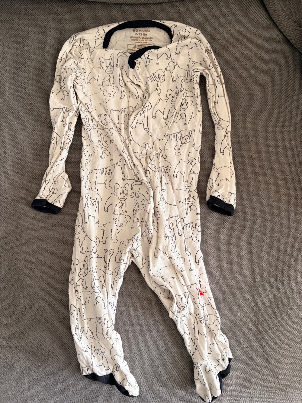 Magnetic Me Cream One-Piece Footie with Black Dog Outline Print